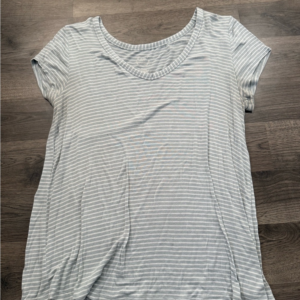 Casual Striped Light Gray Women's Blouse